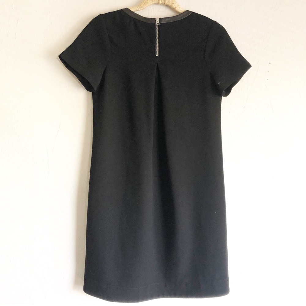 MADEWELL Leather Trim Tailored Tee Dress Black XS - Picture 4 of 9